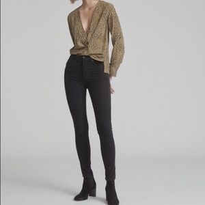 Rag & Bone black corduroy high rise skinny jeans 28